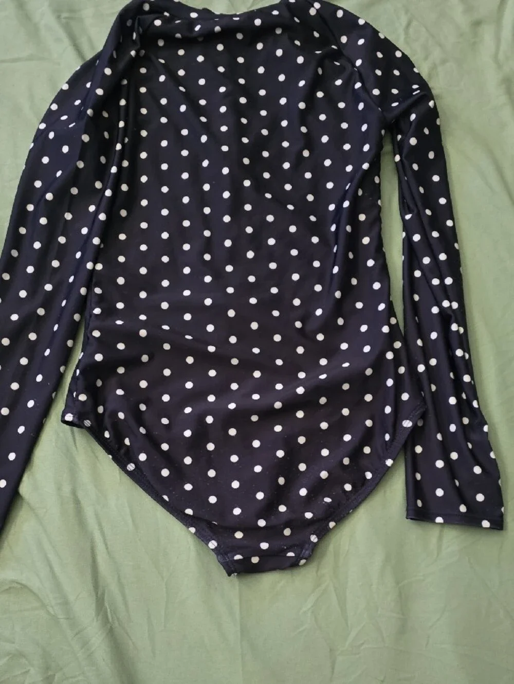 Girls' GAP Navy Polka Dot Long-Sleeve One-Piece Swimsuit with Pink Zip